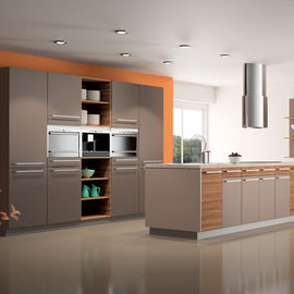 Beautiful Red Lacquer Kitchen Cabinets , MDF Wood Panel Pine Kitchen Cupboards