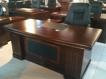 Luxury Boss Wooden Workstation Desk / Beautiful Hard Wood Executive Office Desk